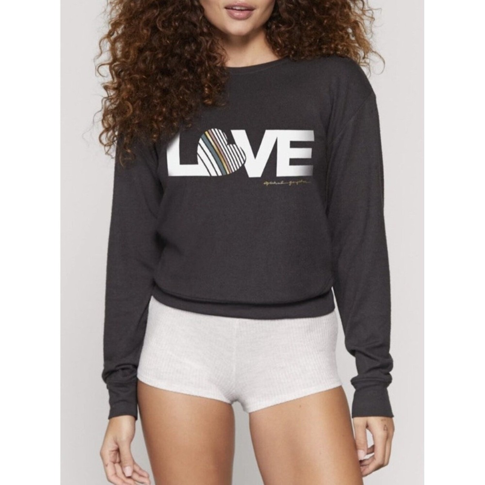 Spiritual Gangster Sz S Pullover Savasana Love Heart Classic Cropped Sweatshirt